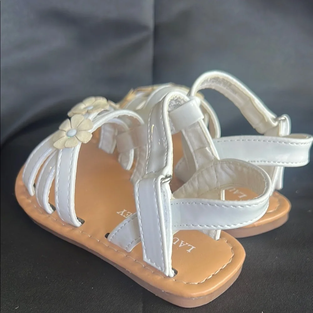 Laura Ashley White and Brown Floral Sandals